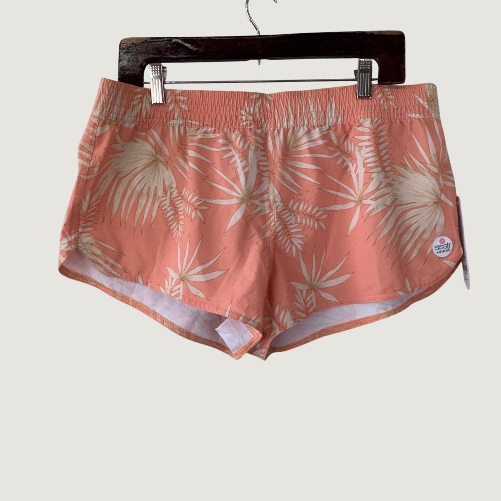 Sisstrevolution Sweet Sol Pull On Board Shorts Large Peach Tropical Beachy‎ Surf